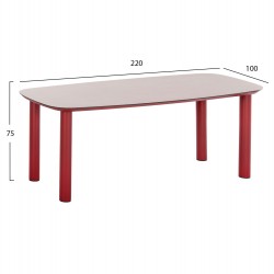 ΤΡΑΠΕΖΙ DOSUN HM6202.05 KOKKINO ΑΛΟΥΜΙΝΙΟ-3D PRINT ΓΥΑΛΙ ΓΚΡΙ-ΚΕΡΑΜΙΚΟ LOOK 220x100x75Υεκ