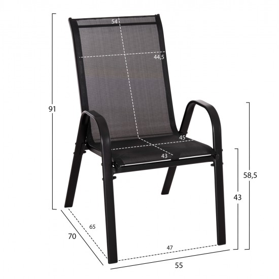 ΣΕΤ ΤΡΑΠΕΖΑΡΙΑΣ 5ΤΜΧ ADAM HM10896.03 ΤΡΑΠΕΖΙ 120x70εκ & 4 ΠΟΛΥΘΡΟΝΕΣ--ΜΑΥΡΟ