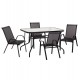 ΣΕΤ ΤΡΑΠΕΖΑΡΙΑΣ 5ΤΜΧ ADAM HM10896.03 ΤΡΑΠΕΖΙ 120x70εκ & 4 ΠΟΛΥΘΡΟΝΕΣ--ΜΑΥΡΟ