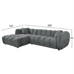 ΣΕΤ ΚΑΝΑΠΕΣ ΓΩΝΙΑ (ΑΡΙΣΤΕΡΗ)-ΠΟΛΥΘΡΟΝΑ LOUNGE LYKKE HM10820.01L ΓΚΡΙ ΥΦΑΣΜΑ