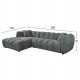 ΣΕΤ ΚΑΝΑΠΕΣ ΓΩΝΙΑ (ΑΡΙΣΤΕΡΗ)-ΠΟΛΥΘΡΟΝΑ LOUNGE LYKKE HM10820.01L ΓΚΡΙ ΥΦΑΣΜΑ
