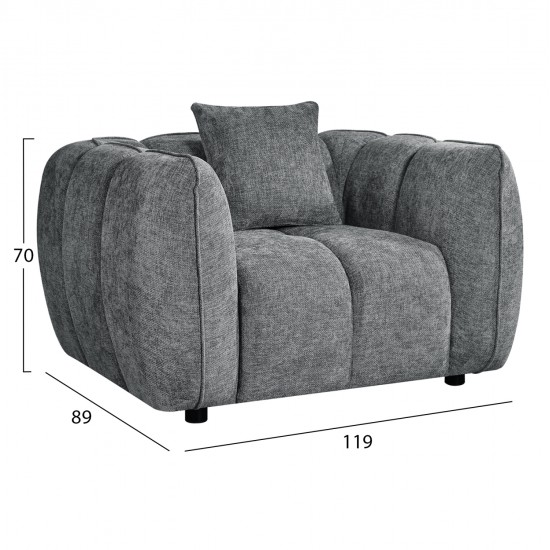 ΣΕΤ ΚΑΝΑΠΕΣ ΓΩΝΙΑ (ΑΡΙΣΤΕΡΗ)-ΠΟΛΥΘΡΟΝΑ LOUNGE LYKKE HM10820.01L ΓΚΡΙ ΥΦΑΣΜΑ
