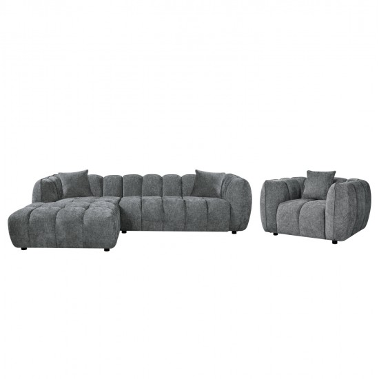ΣΕΤ ΚΑΝΑΠΕΣ ΓΩΝΙΑ (ΑΡΙΣΤΕΡΗ)-ΠΟΛΥΘΡΟΝΑ LOUNGE LYKKE HM10820.01L ΓΚΡΙ ΥΦΑΣΜΑ
