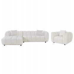 ΣΕΤ ΚΑΝΑΠΕΣ ΓΩΝΙΑ (ΑΡΙΣΤΕΡΗ)-ΠΟΛΥΘΡΟΝΑ LOUNGE LYKKE HM10820.02L ΕΚΡΟΥ ΥΦΑΣΜΑ
