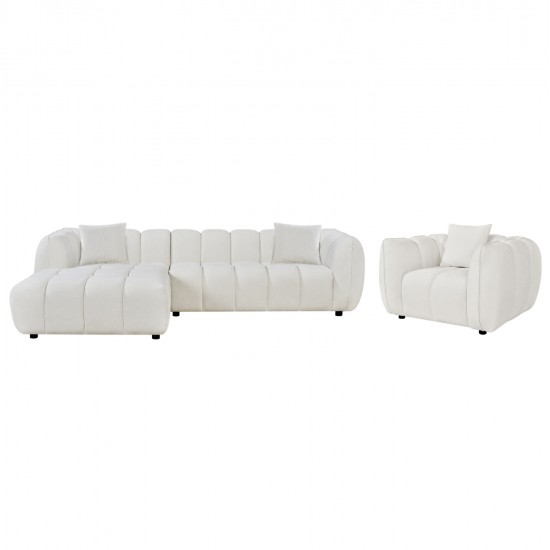 ΣΕΤ ΚΑΝΑΠΕΣ ΓΩΝΙΑ (ΑΡΙΣΤΕΡΗ)-ΠΟΛΥΘΡΟΝΑ LOUNGE LYKKE HM10820.02L ΕΚΡΟΥ ΥΦΑΣΜΑ