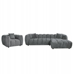 ΣΕΤ ΚΑΝΑΠΕΣ ΓΩΝΙΑ (ΔΕΞΙΑ)-ΠΟΛΥΘΡΟΝΑ LOUNGE LYKKE HM10820.01R ΓΚΡΙ ΥΦΑΣΜΑ