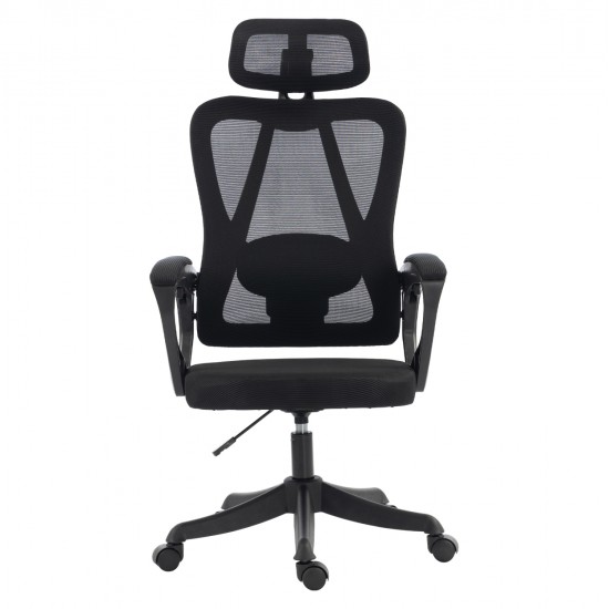 ΚΑΡΕΚΛΑ ΓΡΑΦΕΙΟΥ FRANTIC HM1224.01 ΜΑΥΡO MESH & ΠΟΛΥΠΡΟΠΥΛΕΝΙΟ 60x60x134Υεκ