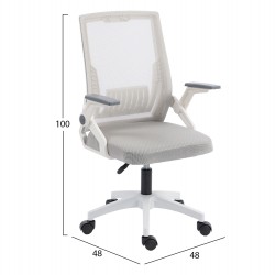 ΚΑΡΕΚΛΑ ΓΡΑΦΕΙΟΥ ZENITH HM1225.02 ΛΕΥΚΟ PP--ΑΝΟΙΧΤΟ ΓΚΡΙ MESH 60x60x92-100Υεκ