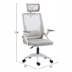 ΚΑΡΕΚΛΑ ΓΡΑΦΕΙΟΥ MATRON HM1226.02 ΛΕΥΚΟ PP--ΑΝΟΙΧΤΟ ΓΚΡΙ MESH 47x47x128Υεκ