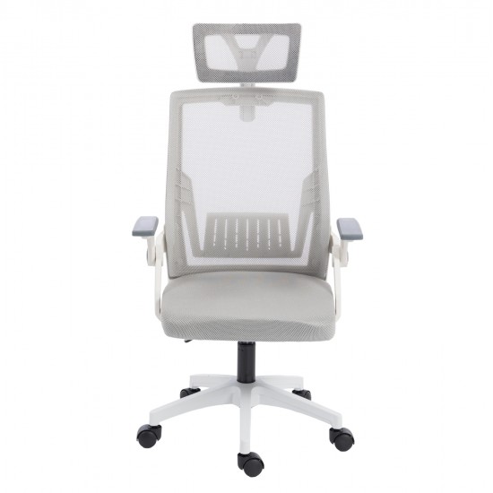 ΚΑΡΕΚΛΑ ΓΡΑΦΕΙΟΥ MATRON HM1226.02 ΛΕΥΚΟ PP--ΑΝΟΙΧΤΟ ΓΚΡΙ MESH 47x47x128Υεκ