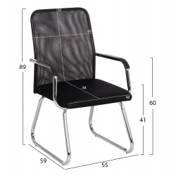 ΚΑΡΕΚΛΑ ΕΠΙΣΚΕΠΤΗ STED HM1232.01 ΜΑΥΡO MESH--ΠΟΔΙΑ/ΜΠΡΑΤΣΑ ΧΡΩΜΙΟΥ 55x59x89Υεκ