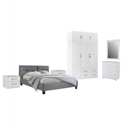 ΣΕΤ ΚΡΕΒΑΤΟΚΑΜΑΡΑΣ 6ΤΜΧ CARLY HM10884.05 ΜΕΛΑΜΙΝΗ ΛΕΥΚΗ-ΥΦΑΣΜΑ ΓΚΡΙ