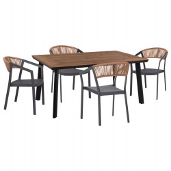 ΣΕΤ ΤΡΑΠΕΖΑΡΙΑΣ 5ΤΜΧ TABER HM10832.01 ΚΑΡΕΚΛΕΣ & ΤΡΑΠΕΖΙ ΑΛΟΥΜ.-POLYWOOD-ΓΚΡΙ
