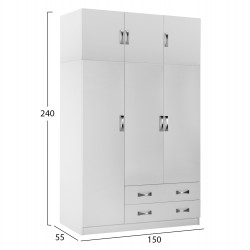 ΝΤΟΥΛΑΠΑ 3ΦΥΛΛΗ ΜΕ ΠΑΤΑΡΙ CARLY HM10891.05 ΜΕΛΑΜΙΝΗ ΣΕ ΛΕΥΚΟ 150X55Χ240Υεκ.