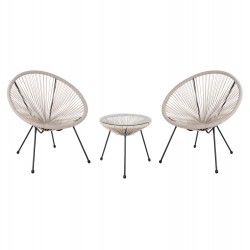 ΣΕΤ ΕΞΩΤΕΡΙΚΟΥ ΧΩΡΟΥ 3ΤΜΧ ACAPULCO HM11861.03 P.E.RATTAN ΕΚΡΟΥ-ΜΕΤΑΛΛΟ ΣΕ ΜΑΥΡΟ
