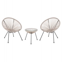 ΣΕΤ ΕΞΩΤΕΡΙΚΟΥ ΧΩΡΟΥ 3ΤΜΧ ACAPULCO HM11861.03 P.E.RATTAN ΕΚΡΟΥ-ΜΕΤΑΛΛΟ ΣΕ ΜΑΥΡΟ