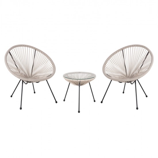 ΣΕΤ ΕΞΩΤΕΡΙΚΟΥ ΧΩΡΟΥ 3ΤΜΧ ACAPULCO HM11861.03 P.E.RATTAN ΕΚΡΟΥ-ΜΕΤΑΛΛΟ ΣΕ ΜΑΥΡΟ