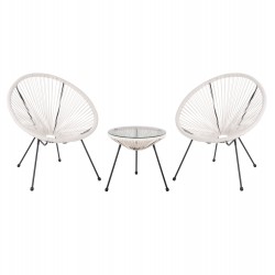 ΣΕΤ ΕΞΩΤΕΡΙΚΟΥ ΧΩΡΟΥ 3ΤΜΧ ACAPULCO HM11861.12 P.E.RATTAN ΛΕΥΚΟ-ΜΕΤΑΛΛΟ ΣΕ ΜΑΥΡΟ