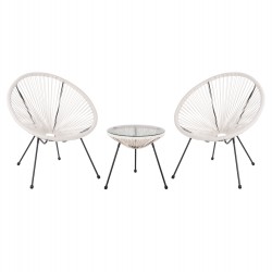 ΣΕΤ ΕΞΩΤΕΡΙΚΟΥ ΧΩΡΟΥ 3ΤΜΧ ACAPULCO HM11861.12 P.E.RATTAN ΛΕΥΚΟ-ΜΕΤΑΛΛΟ ΣΕ ΜΑΥΡΟ