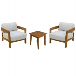 LOUNGE ΣΕΤ SOLARA HM10892 ΤΡΑΠΕΖΑΚΙ & 2 ΠΟΛΥΘΡΟΝΕΣ--ΞΥΛΟ ΑΚΑΚΙΑΣ--ΕΚΡΟΥ ΜΑΞΙΛΑΡΙΑ