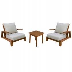 LOUNGE ΣΕΤ MIREX HM10893 ΤΡΑΠΕΖΑΚΙ & 2 ΠΟΛΥΘΡΟΝΕΣ--ΞΥΛΟ ΑΚΑΚΙΑΣ--ΕΚΡΟΥ ΜΑΞΙΛΑΡΙΑ