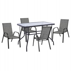 ΣΕΤ ΤΡΑΠΕΖΑΡΙΑΣ 5ΤΜΧ ADAM HM10897.01 ΤΡΑΠΕΖΙ 110x60εκ & 4 ΠΟΛΥΘΡΟΝΕΣ--ΓΚΡΙ
