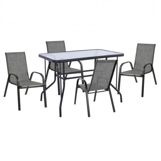 ΣΕΤ ΤΡΑΠΕΖΑΡΙΑΣ 5ΤΜΧ ADAM HM10897.01 ΤΡΑΠΕΖΙ 110x60εκ & 4 ΠΟΛΥΘΡΟΝΕΣ--ΓΚΡΙ