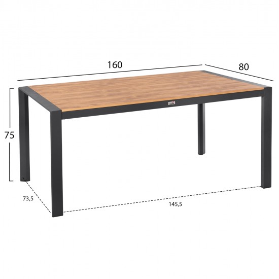 ΣΕΤ ΤΡΑΠΕΖΑΡΙΑΣ 5ΤΜΧ MAGNET HM10997.03 ΑΛΟΥΜΙΝΙΟ ΑΝΘΡΑΚΙ--POLYWOOD--P.E.ΣΧΟΙΝΙ
